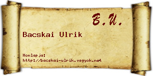 Bacskai Ulrik névjegykártya